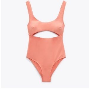 NWT ZARA SWIMWEAR Monokini Orange cream size small